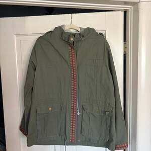 Miss Me Olive Green Hooded Utility Jacket with Embroidered Trim